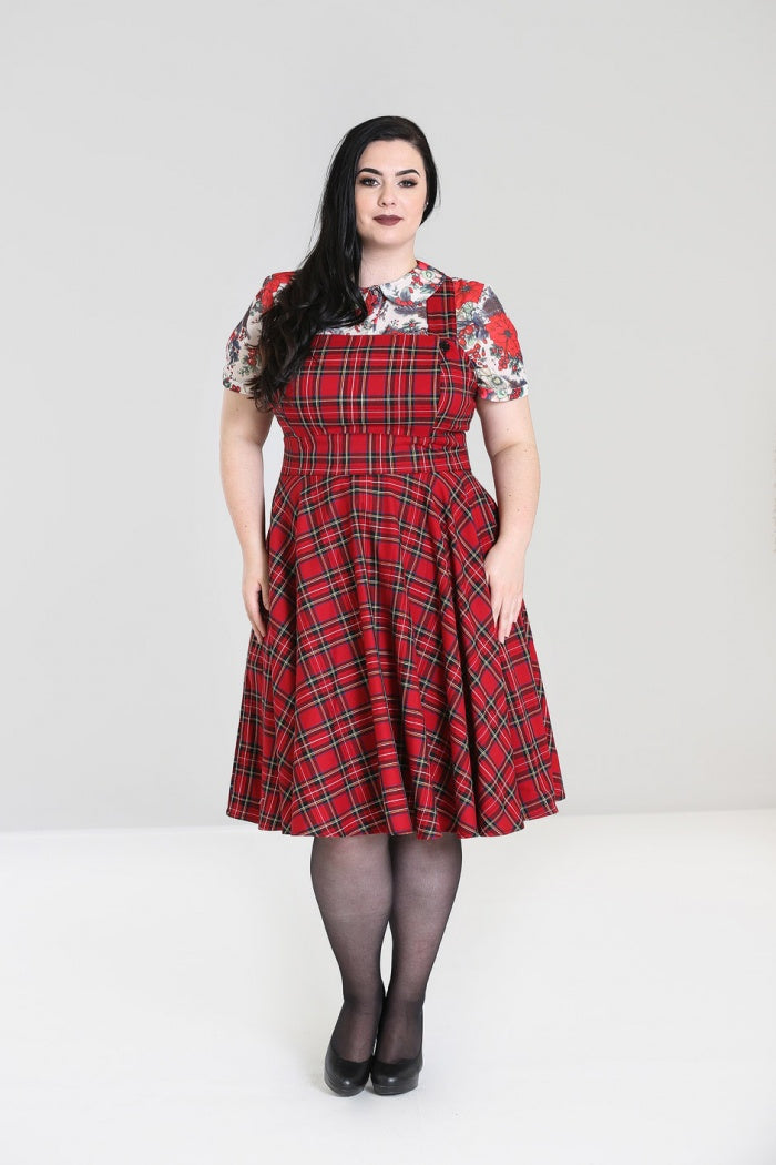 red plaid dress plus size Plus Size Christmas Women Plaid Check A-Line Dress Party Cocktail Midi Dresses