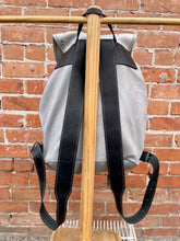 Load image into Gallery viewer, Silver and Black Large Custom Leather OOAK Backpack

