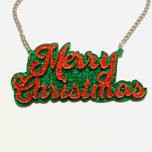 "Merry Christmas" Acrylic Statement Necklace