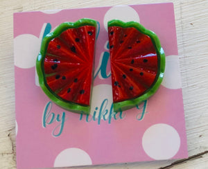 Slice of Watermelon Stud Earrings