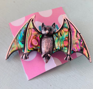 Mother of Pearl Bat Brooches