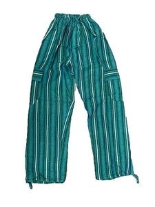 Washed Teal Striped Pants