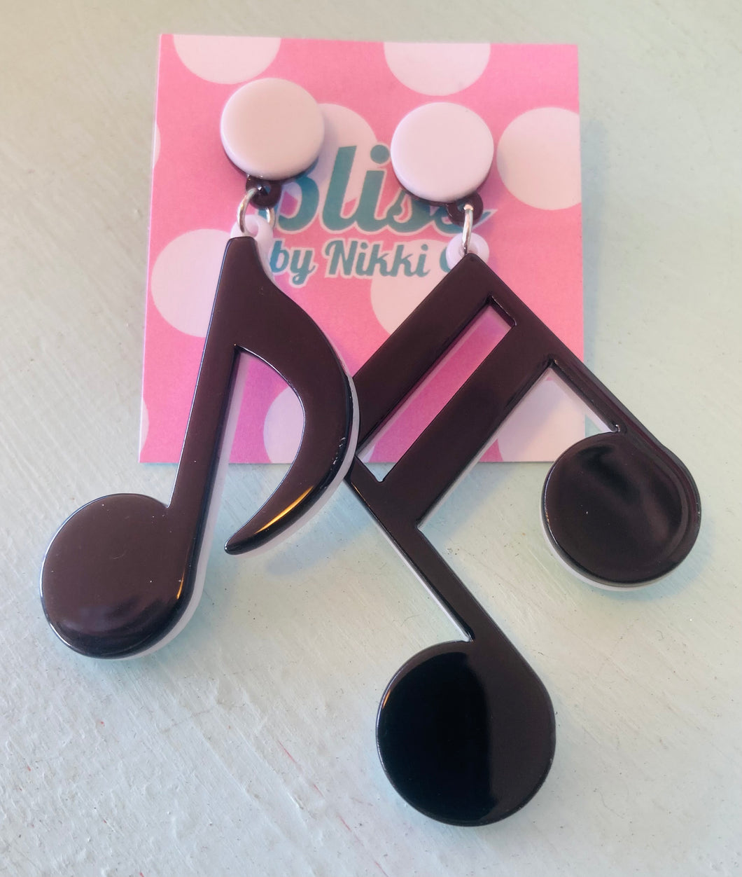 Mismatched Music Notes Acrylic Statement Earrings