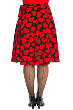 Load image into Gallery viewer, Black and Red Heart Wrap Tie Skirt
