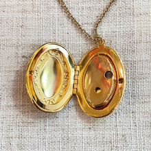 Load image into Gallery viewer, Large Gold Floral Oval Locket Necklace
