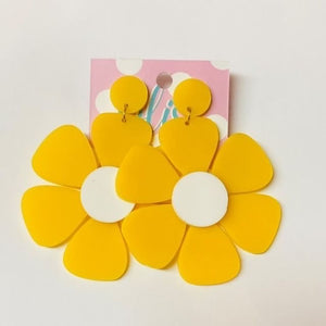 Big Yellow Daisy Acrylic Statement Earrings