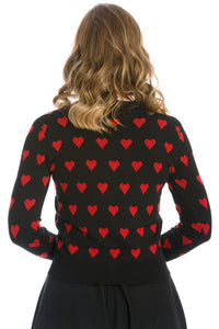Love Black and Red Heart Cardigan