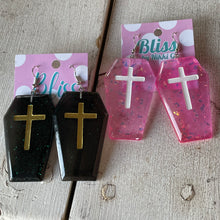 Load image into Gallery viewer, Xtra Large Cross Coffin Resin Statement Earrings- More Styles Available!
