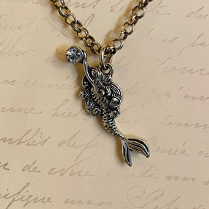 Mermaid and Gem Charm Necklace