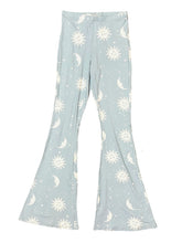 Load image into Gallery viewer, Baby Blue Moon and Sun Print Bell Bottom Leggings
