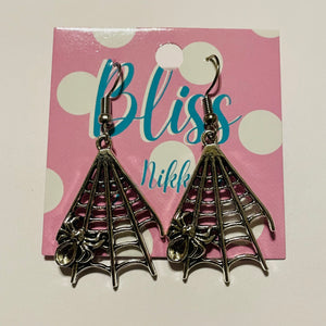 Web and Spider Charm Earrings