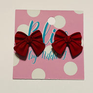 Red Bow Stud Earrings