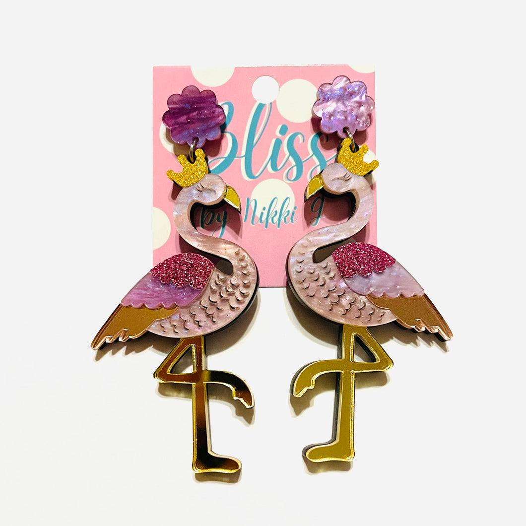 Flamingo Queen Acrylic Statement Earrings