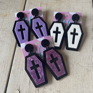 Layered Cross Coffin Acrylic Statement Earrings- More Styles Available!