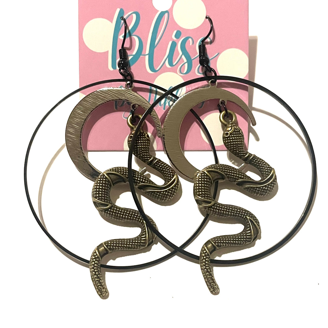 Encircled Snakes and Moons Statement Earrings- More Styles Available!