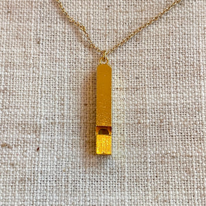Bitty Gold Square Whistle Pendant Necklace