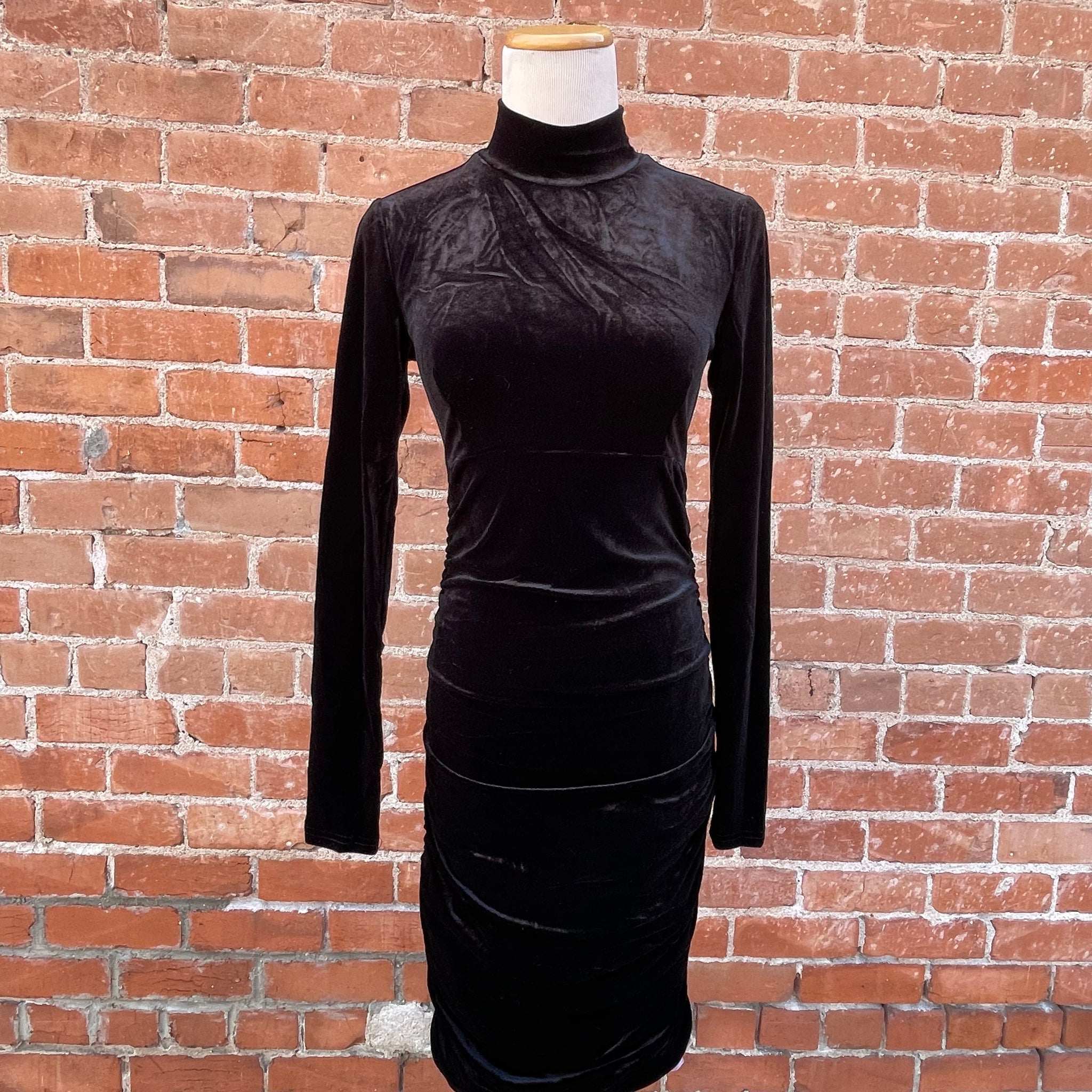 Black Velvet Mock Neck Long Sleeve Mini Dress Pink House Boutique Black Velvet Mock Neck Long Sleeve Mini Dress Pink House Boutique