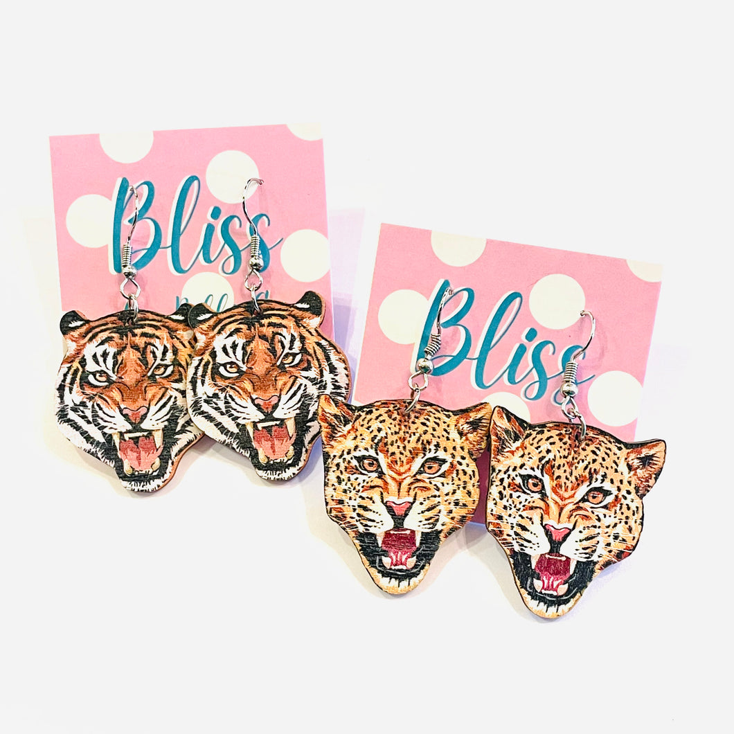 Big Cat Wooden Statement Earrings- More Styles Available!