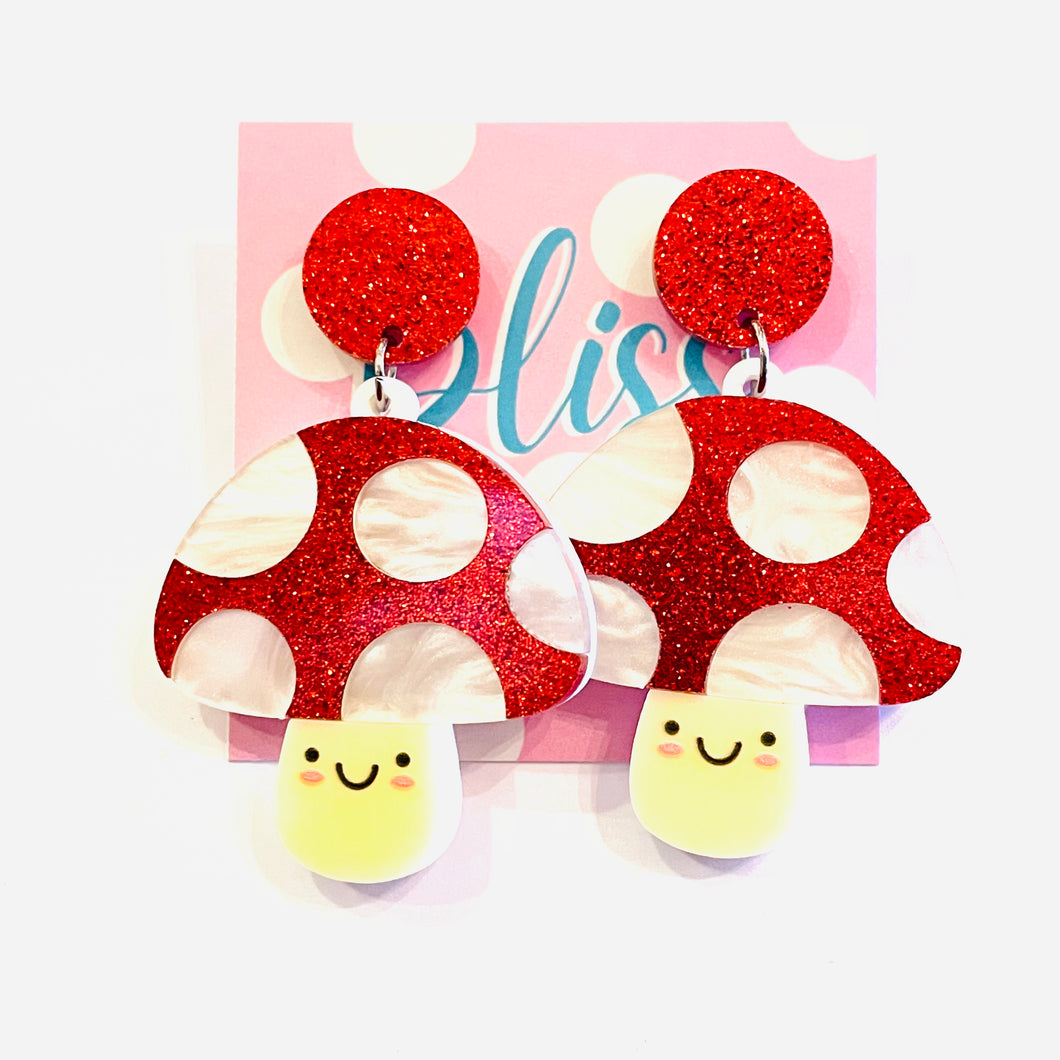 Blushin' Mushroom Acrylic Statement Earrings