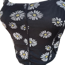 Load image into Gallery viewer, Black Daisy Print Mesh Sleeveless Crop Top
