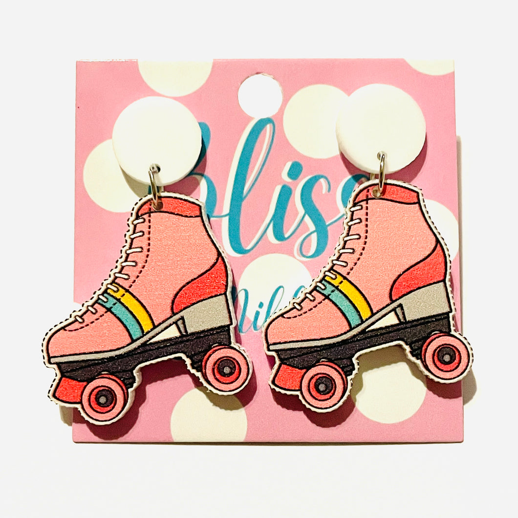 Pink Roller Skate Statement Earrings