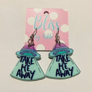 "Take Me Away" Spaceship Abduction Statement Earrings
