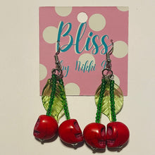 Load image into Gallery viewer, Skull Beaded Cherry Statement Earrings
