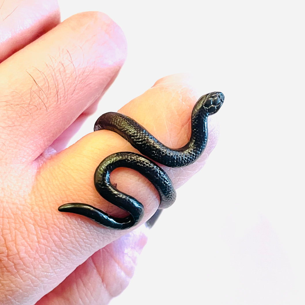 Black Slithering Snake Ring