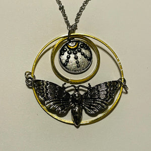 Encircled Death Moth and Celestial Token Necklace