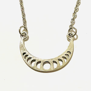 Moon Phase Horn Silver Necklace