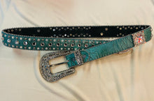 Load image into Gallery viewer, rhinestone belt turquoise
