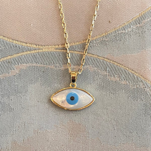 Mother of Pearl Evil Eye Charm Necklace