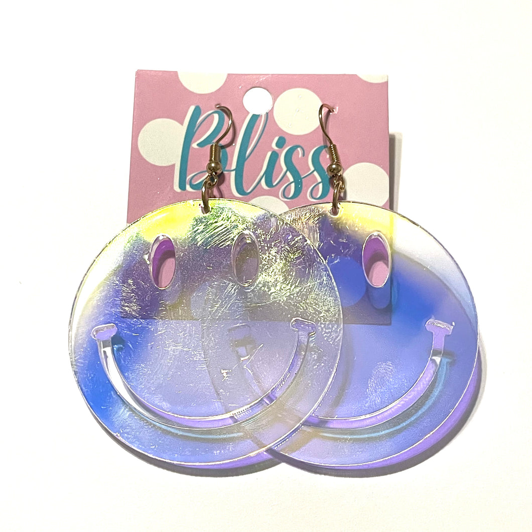 Holographic Smiley Face Acrylic Statement Earrings