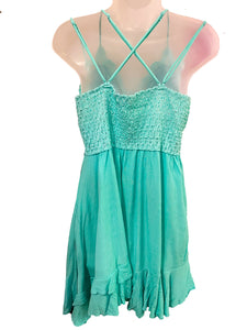 Mint Lace and Hanky Hem Summer Dress