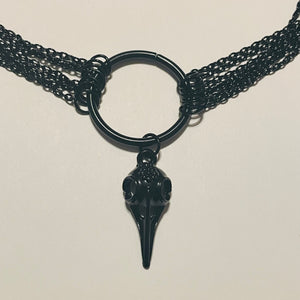 Corvid Skull Chain Choker Necklace