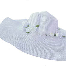 Load image into Gallery viewer, White Floral Crown Bearing Sun Hat
