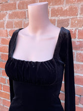 Load image into Gallery viewer, Black Velvet Long Sleeve Bodysuit

