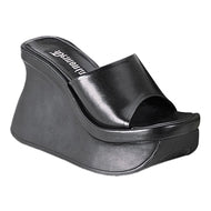 Pace Black Platform Slide Sandals