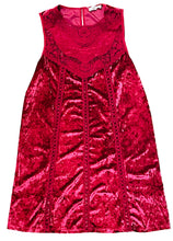 Load image into Gallery viewer, Burgundy Lace and Velvet Sleeveless Dress

