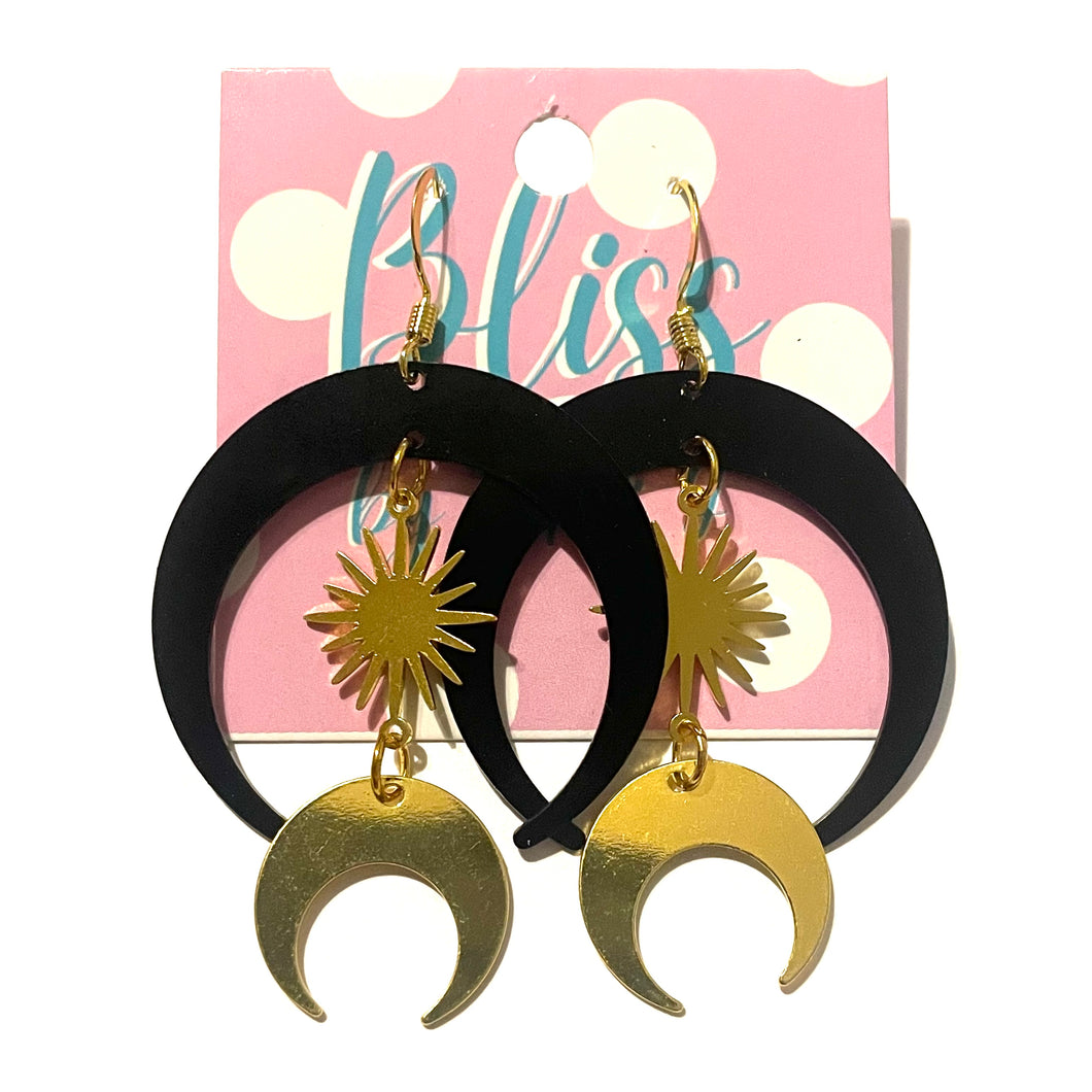 Simple Horn and Starburst Statement Earrings