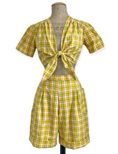 Load image into Gallery viewer, Scout Yellow Plaid Tie Front Top
