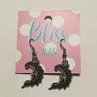 Feather Moon Charm Earrings