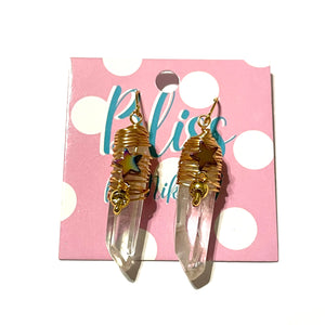 Wrapped Quartz with Bitty Star and Mushroom Statement Earrings