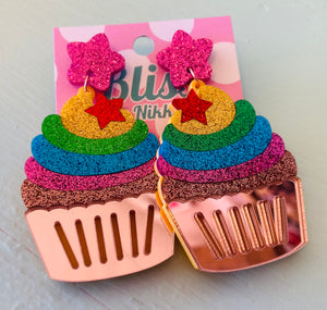 Cupcake Acrylic Statement Earrings