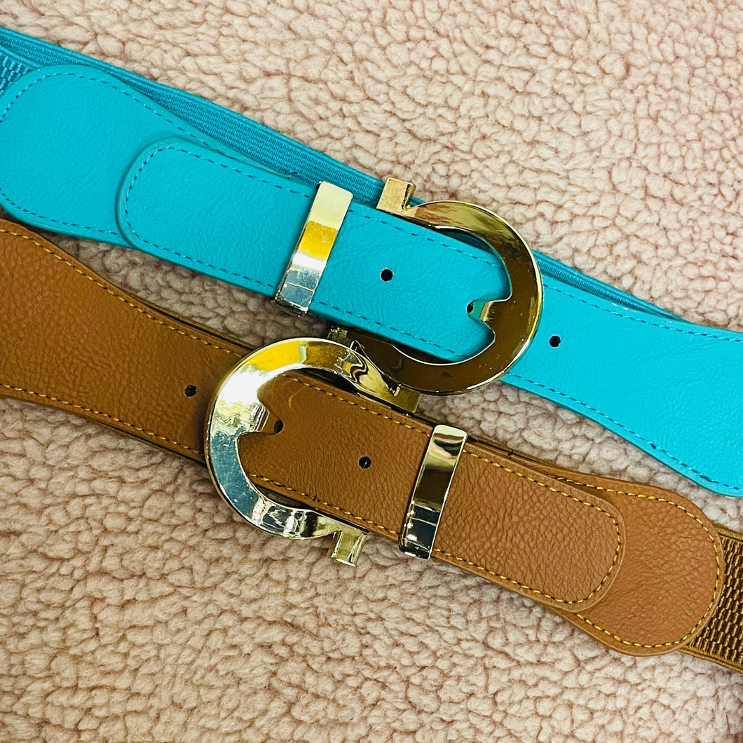 Gold Round Circle Buckle Elastic Belt- More Styles Available!