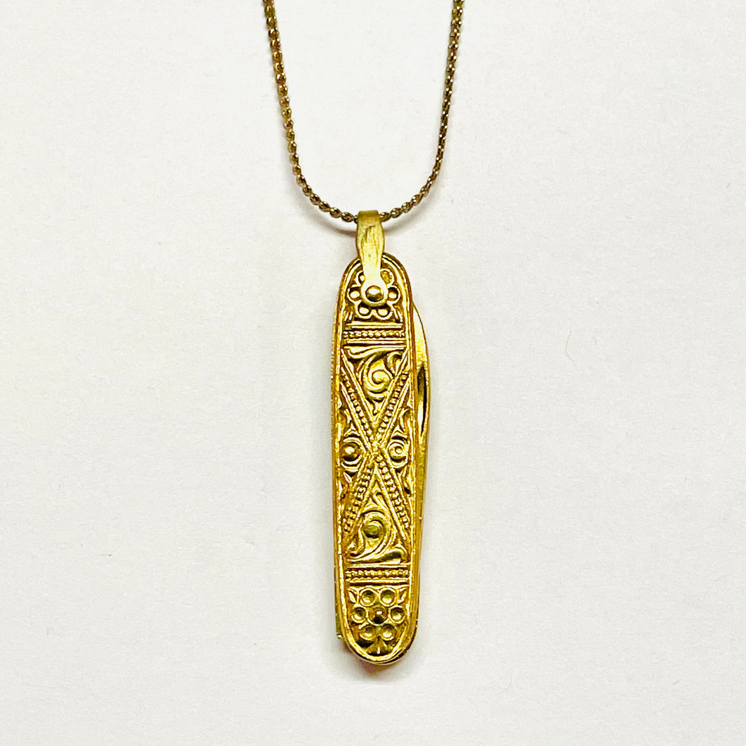 Gold Rounded Edge Knife Necklace
