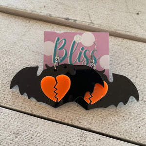 Broken Hearted Bat Acrylic Statement Earrings