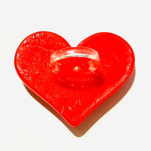 Big Red Heart Acrylic Statement Ring