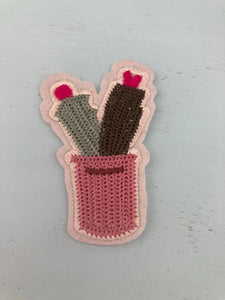 Double Cactus in Pink Pot Mini Patch