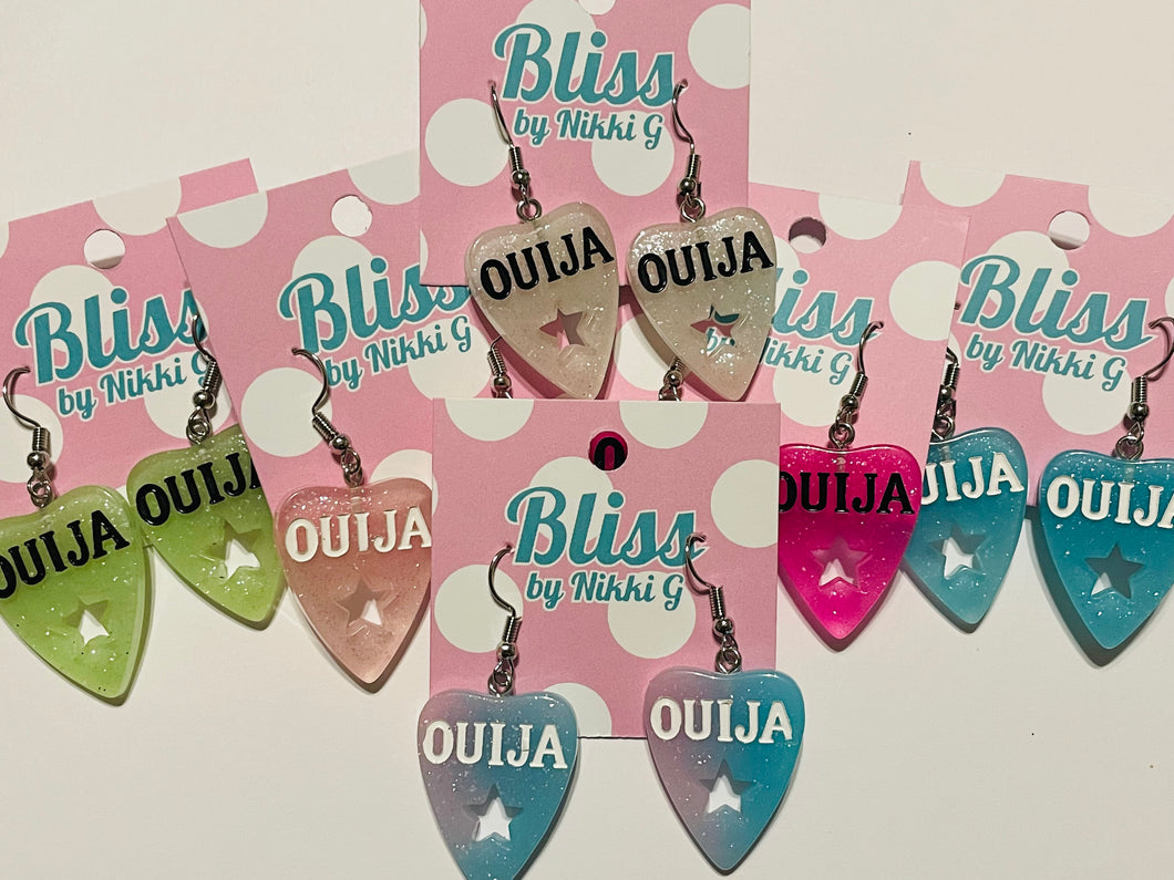 Star Viewed Glitter Ouija Planchette Acrylic Statement Earrings- More Colors Available!